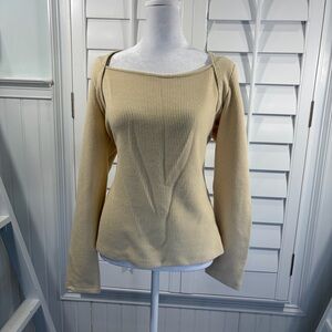 NWT Anthropologie Ivory Ribbed Knit Top